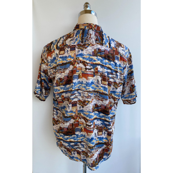 Reyn Spooner Guy Buffet Trolley Painting Shirt Men’s Size XL Egyptian Cotton - Picture 6 of 7